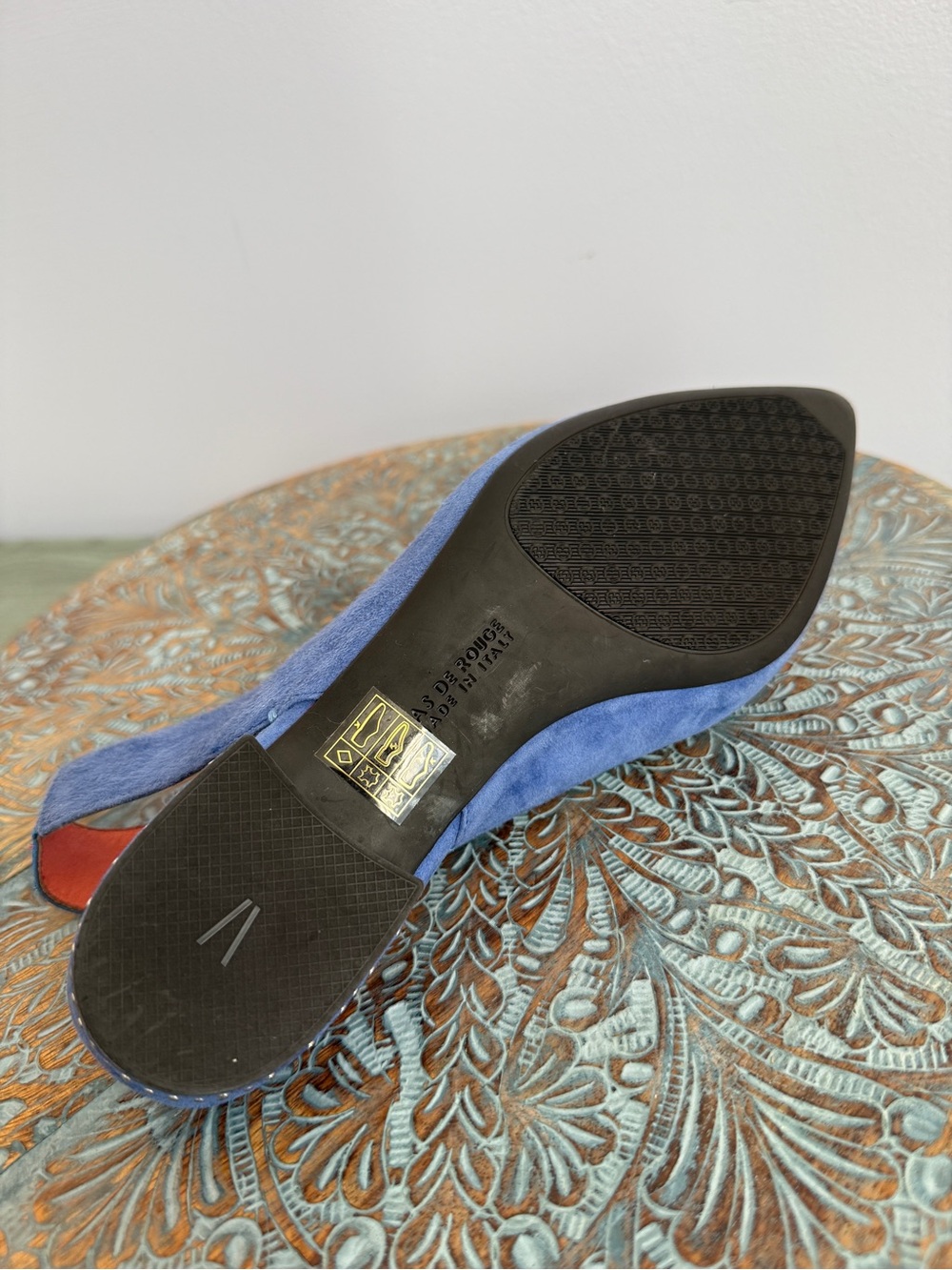 New! Pas De Rouge Janet pointed toe blue suede slingbacks size 38 - Picture 10 of 14
